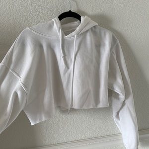 Cropped white thick soft hoodie